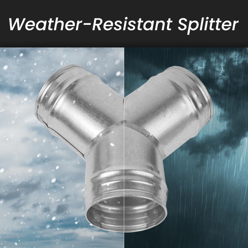 Repa Market 4 to 4 inch Y Duct Splitter â€“ Galvanized Steel 3 Way Hose Splitter/Male Fit Dryer Vent Hose Adapter/HVAC Exhaust Fan, Dryer Duct, Ventilation Fan Transition for Home Improvement - Image 3